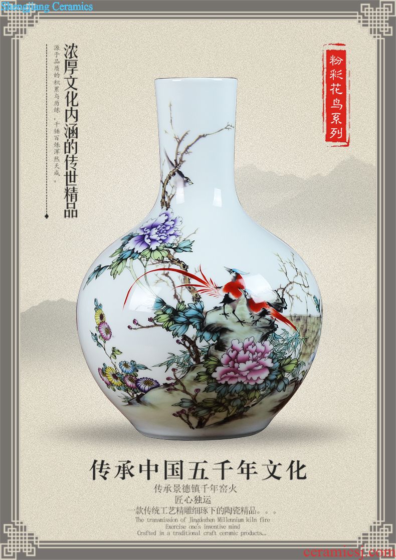 Jingdezhen ceramic vase modern blue and white porcelain painting lotus home sitting room place flower crafts gifts