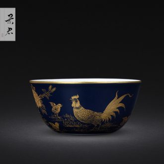 JingJun Jingdezhen ceramic hand-painted ji blue paint all hand sample tea cup Kung fu tea cups masters cup