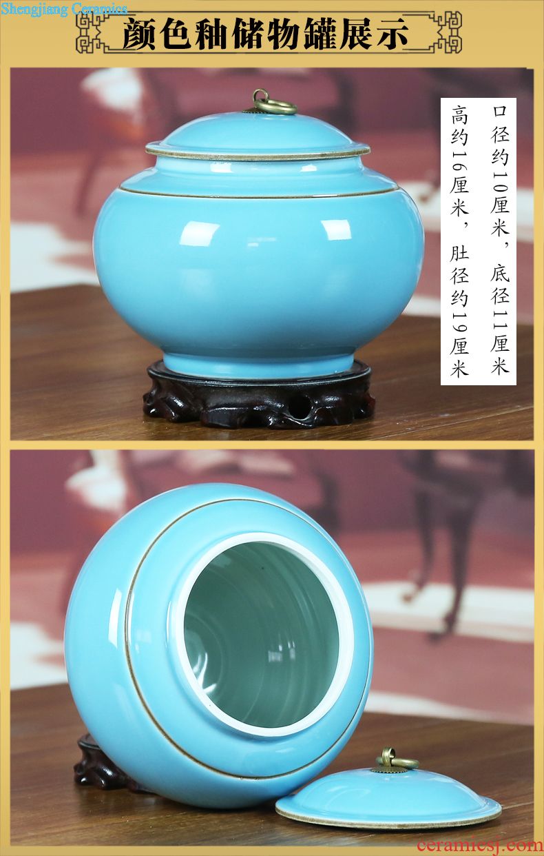 Jingdezhen blue and white ceramics storage tank caddy contracted sitting room adornment of modern household handicraft furnishing articles
