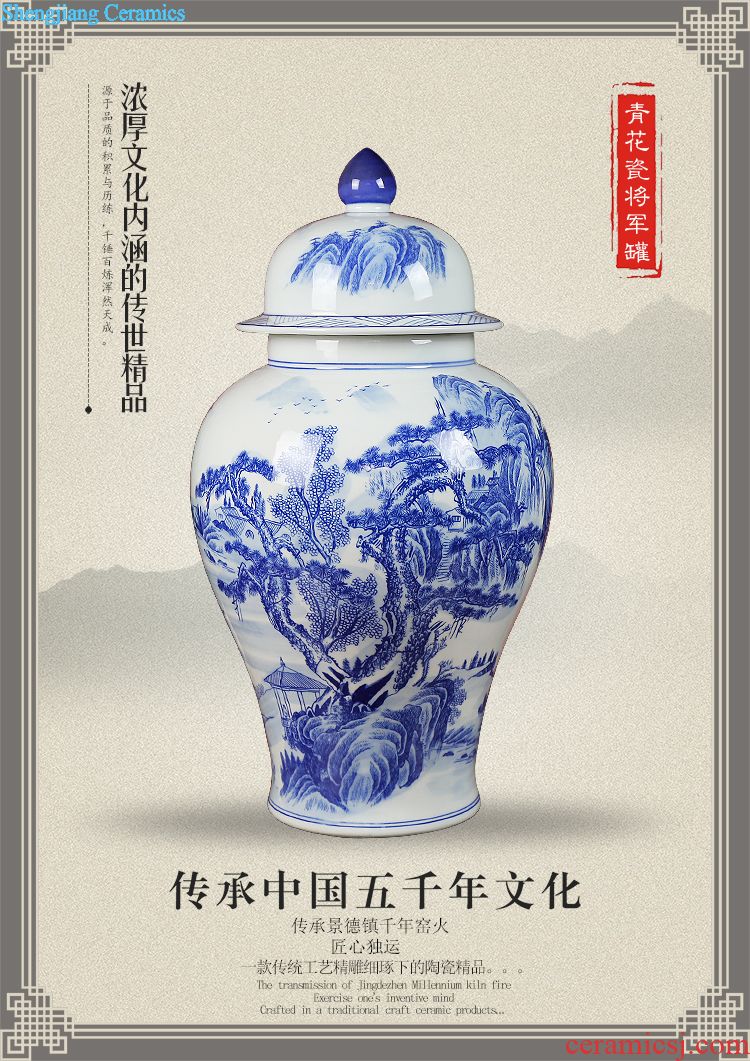 Furnishing articles of jingdezhen ceramics kiln ruby red storage tank porcelain jar with cover large tea meters oil jar ornaments