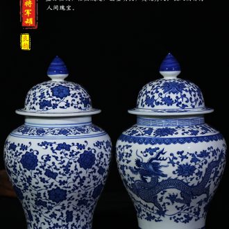 Blue and white porcelain of jingdezhen ceramics decoration cylinder storage tank sundry cans sitting room place flowerpot dragon playing the study bead