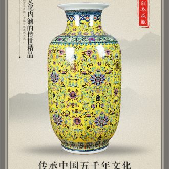 Jingdezhen ceramics colored enamel vase modern home sitting room adornment branch lotus company landing furnishing articles