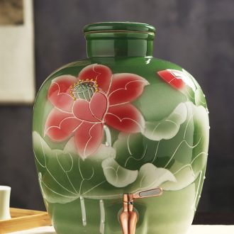 Jingdezhen ceramic bottle wine jar 1 catty 2 jins archaize creative decorative furnishing articles 5 jins of 10 seal wine pot