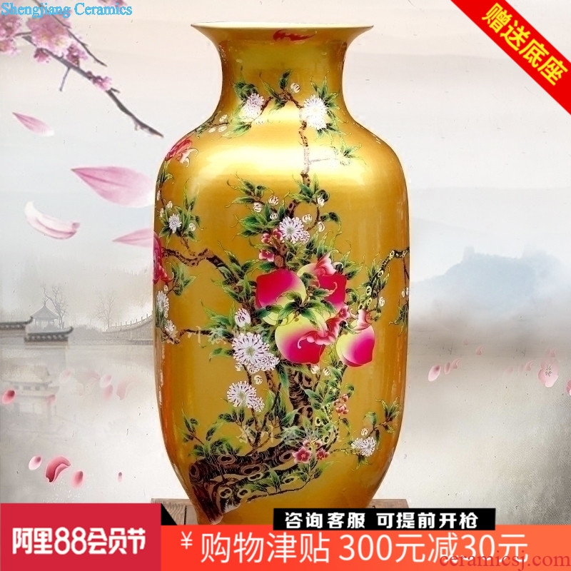 Jingdezhen ceramics big vase household living room office desk mesa place peach-shaped birthday celebration gift