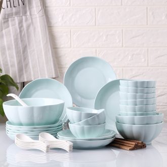 The dishes suit 10 people eating bread and butter plate with jingdezhen ceramics tableware chopsticks bone porcelain Japanese noodles soup bowl