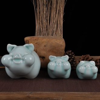 Scene, jingdezhen ceramic film blue glaze zodiac pig small sprout pig home furnishing articles of handicraft ornament