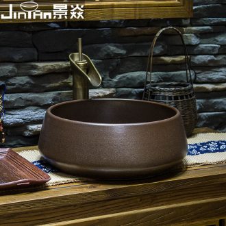 JingYan grain jadeite art stage basin ceramic lavatory circle archaize basin of Chinese style restoring ancient ways on the sink