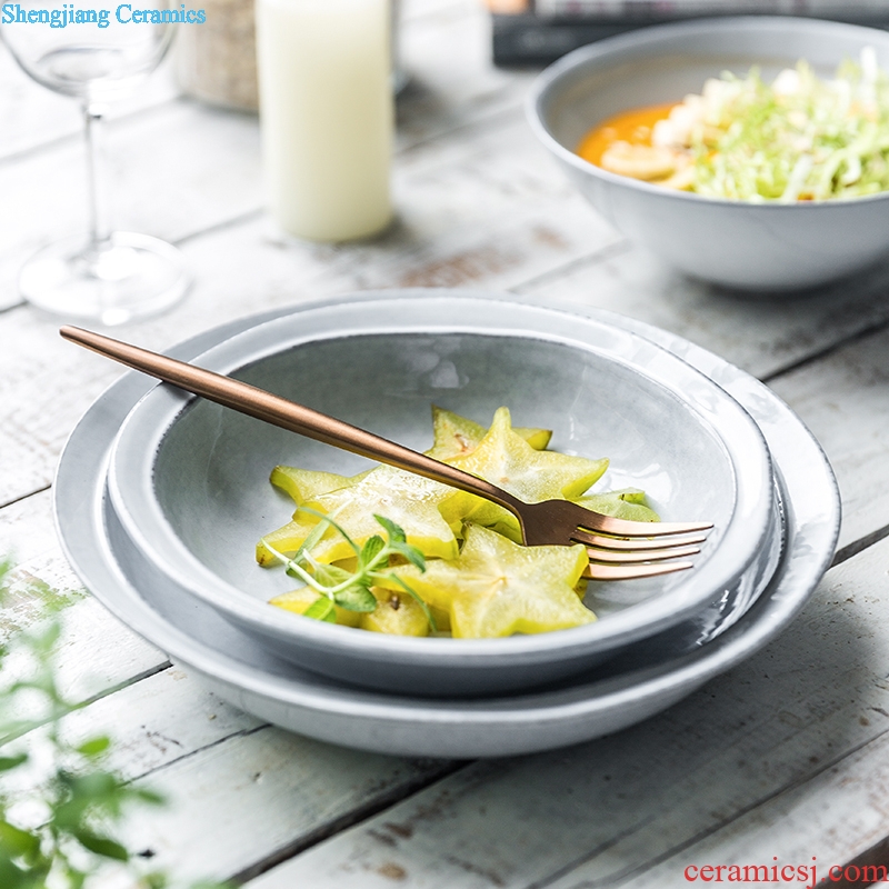 Ijarl million jia creative Japanese contracted ceramic deep fruit salad bowl of soup bowl rosen rainbow noodle bowl soup bowl dish bowl