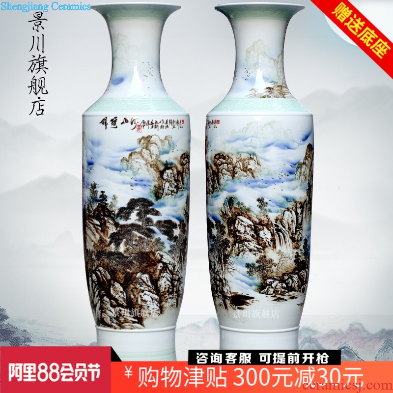Hand-painted JingXiu was jingdezhen ceramic floor big vase landscape painting porcelain hotel living room big furnishing articles