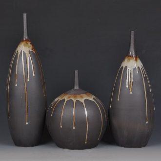 Jingdezhen ceramic vase color glaze kiln three-piece home decoration classic manual creative handicraft furnishing articles