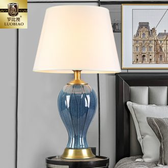 Europe type desk lamp lamp of bedroom the head of a bed creative American contracted household sweet romance adjustable warm light LED ceramic lamp