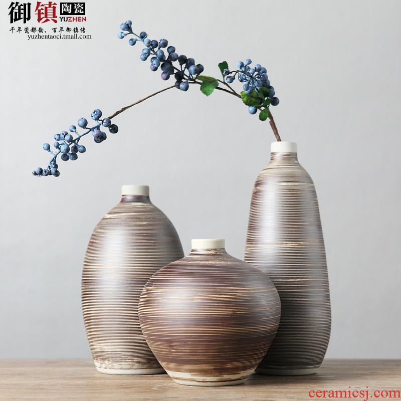Contemporary and contracted three-piece ceramic vase decoration wine sitting room TV cabinet table household soft adornment is placed