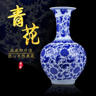 Jingdezhen blue and white big vase archaize ceramic craft new Chinese style furnishing articles home sitting room adornment