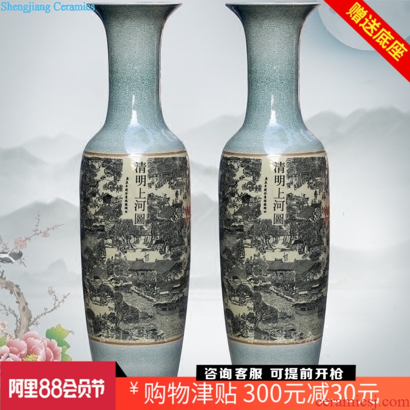 Jingdezhen ceramic antique piece of open crack glaze qing Ming vase painting of large sitting room place hotel decoration