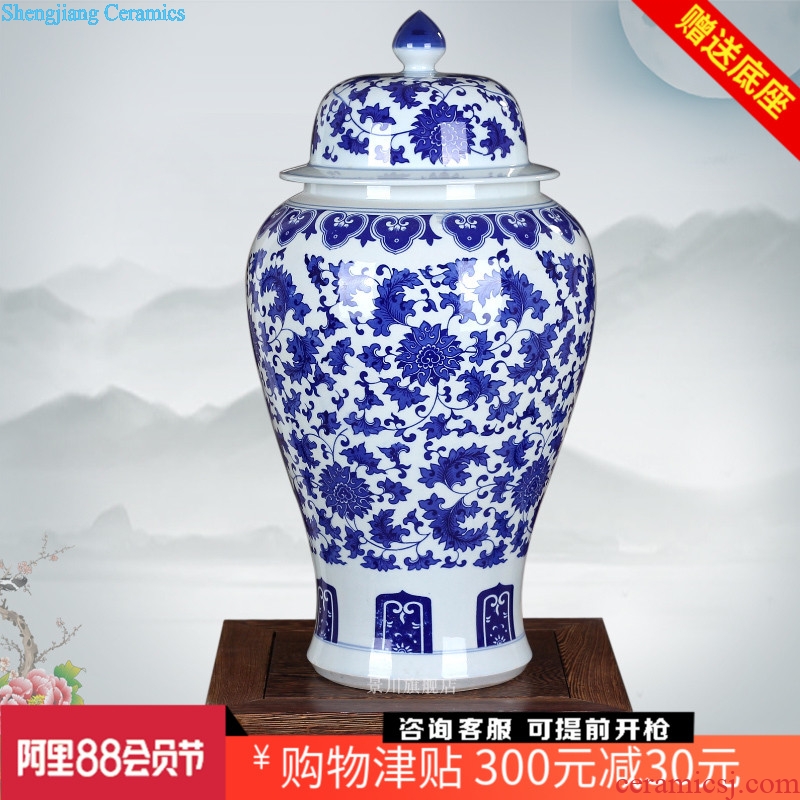 Tangles of blue and white porcelain lotus flower general tank storage tank of jingdezhen ceramics vase mesa of modern home decoration furnishing articles