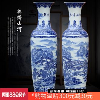 Jingdezhen blue and white porcelain landscape splendid sunvo of large vases, sitting room of Chinese style that occupy the home furnishing articles for the opening gifts