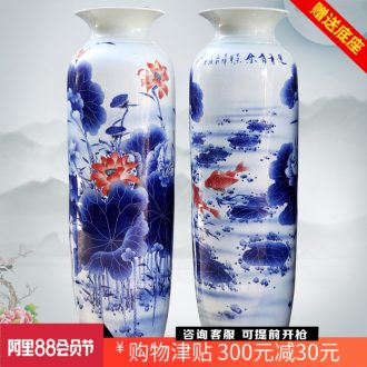 Hand painted lotus fish landing big vase quiver of jingdezhen ceramics for more than years home sitting room hotel furnishing articles