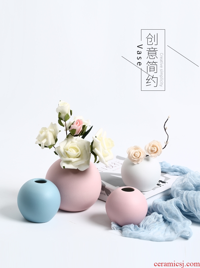 Nordic morandi, ceramic vases, small pure and fresh and dried flower arranging flowers furniture furnishing articles sitting room TV ark simulation flower decoration
