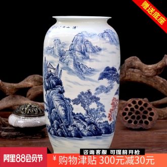 Jingdezhen ceramics hand-painted guest-greeting pine wax gourd bottle of painting and calligraphy sitting room adornment of large vase furnishing articles