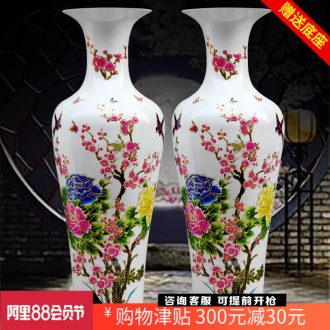 Jingdezhen ceramics pure white glaze peony big vase landed sitting room flower arranging modern household adornment furnishing articles