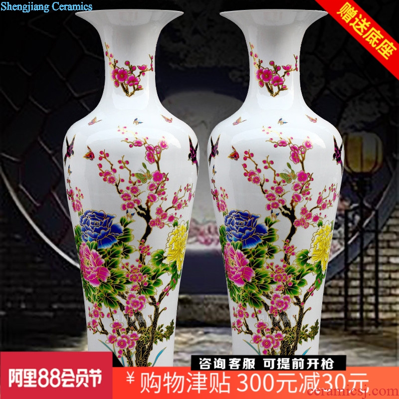 Jingdezhen ceramics pure white glaze peony big vase landed sitting room flower arranging modern household adornment furnishing articles