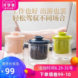 Crack, glass cup a pot of two cups of portable travel tea set household ceramics filter glass teapot