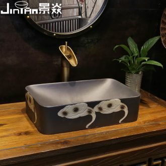 JingYan Fred xiangyun art stage basin rectangle ceramic lavatory basin trumpet archaize lavabo restoring ancient ways