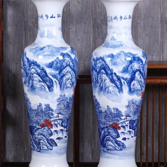 Jingdezhen ceramics of large blue and white porcelain vase sitting room open TV ark adornment of Chinese style household furnishing articles