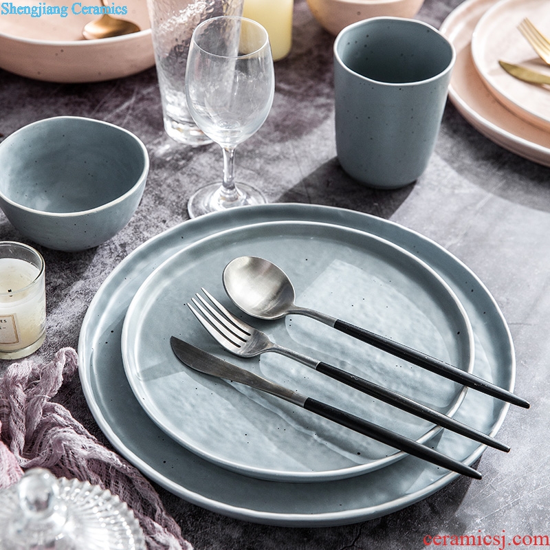 Million fine Korean ceramic tableware steak dishes home plate plate plate job one single breakfast food suits