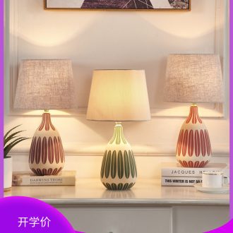 Nordic small desk lamp, lamp of bedroom the head of a bed American European ceramic contracted and contemporary sitting room warm marriage marriage room decoration