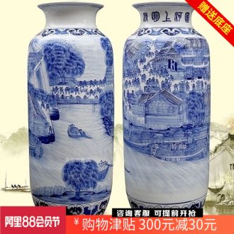 Jingdezhen ceramics hand-painted porcelain vase of large hotel opening wax gourd straight sitting room adornment is placed