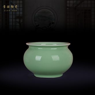 Jingdezhen ceramics new Chinese style is contemporary pea green glaze censer archaize home sitting room adornment handicraft furnishing articles