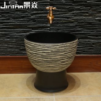 JingYan retro balcony ceramic art mop pool washing trough archaize floor mop bucket home floor mop mop pool