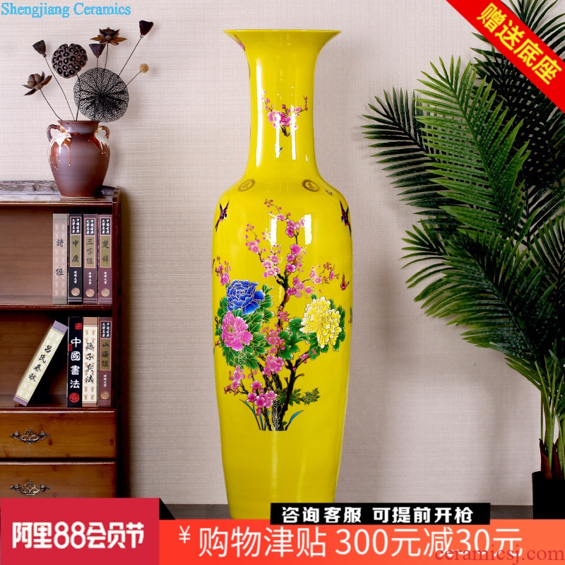 Jingdezhen ceramic rich large vase yellow paint peony flowers China home sitting room hotel furnishing articles