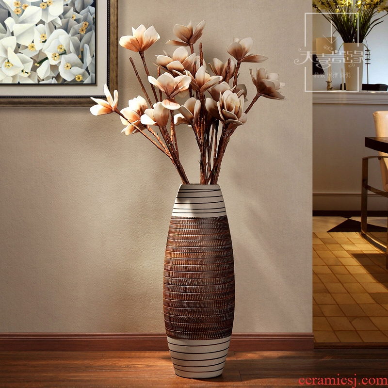 European ceramic vase of large modern fashion living room TV ark of dry flower arranging place hotel decoration