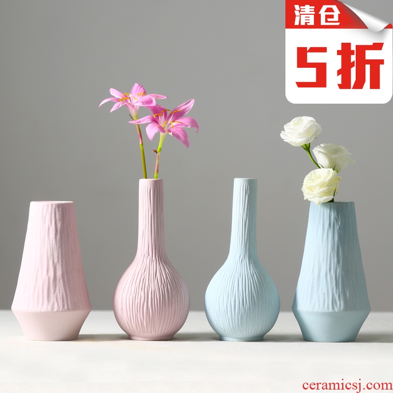 Ins ceramic vase furnishing articles wind flower arrangement sitting room is small and pure and fresh flower implement contemporary and contracted household adornment flowers