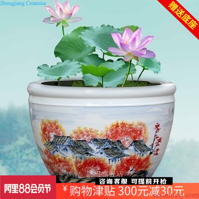 Hand-painted nostalgia figure the goldfish bowl of jingdezhen ceramic turtle pond lily cylinder home sitting room courtyard of large furnishing articles