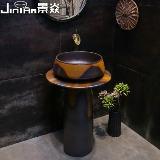 JingYan old color restoring ancient ways have a pillar basin ceramic basin floor pillar lavabo vertical column one lavatory