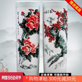 Jingdezhen ceramics hand-painted peony vases of large vases carved quiver opening gifts home decoration