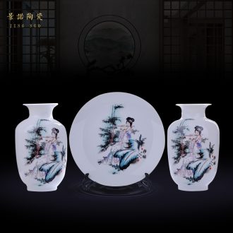 Contracted and contemporary jingdezhen ceramic vase thin foetus three-piece household act the role ofing is tasted flower implement China set
