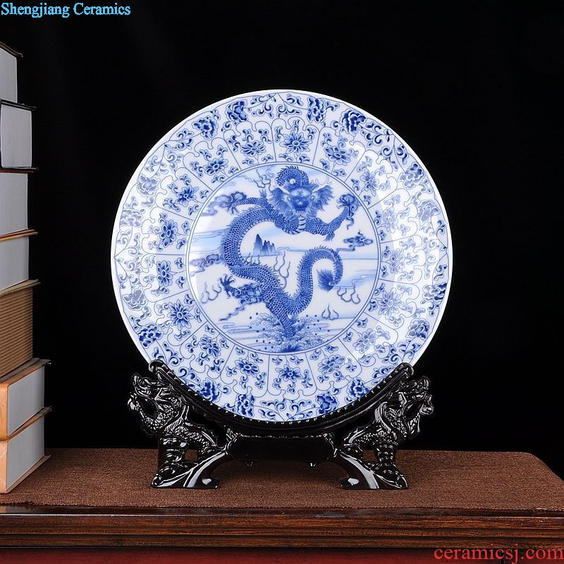 The sitting room of Chinese style household art scene, jingdezhen ceramics plate dragon QingHuaPan creative gifts