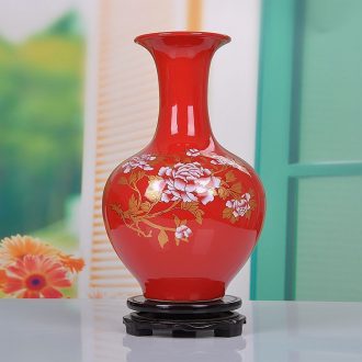 Chinese vase sitting room place Chinese red ceramic decoration decorative vase peony jingdezhen porcelain arts and crafts
