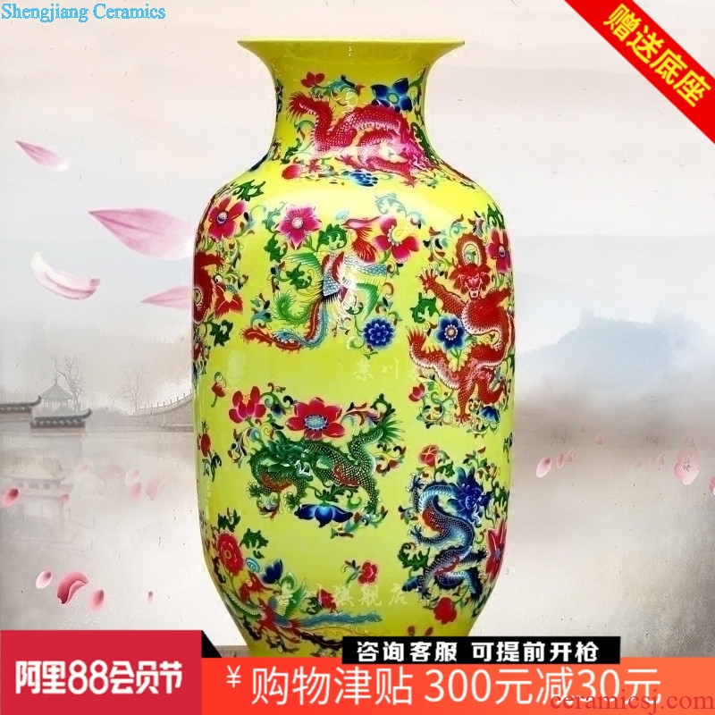 Jingdezhen ceramics Huang Longfeng ChengXiang vase home sitting room mesa desktop office furnishing articles, decorative