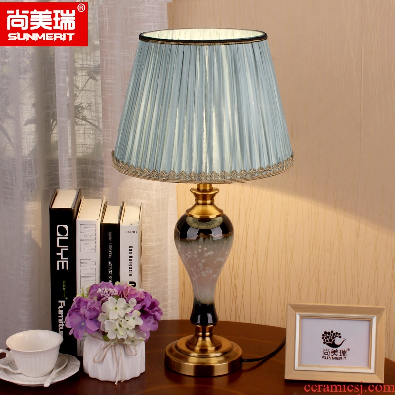 American desk lamp jingdezhen ceramic bedside lamp sitting room adornment bedroom modern Chinese hand-painted hotel apartment