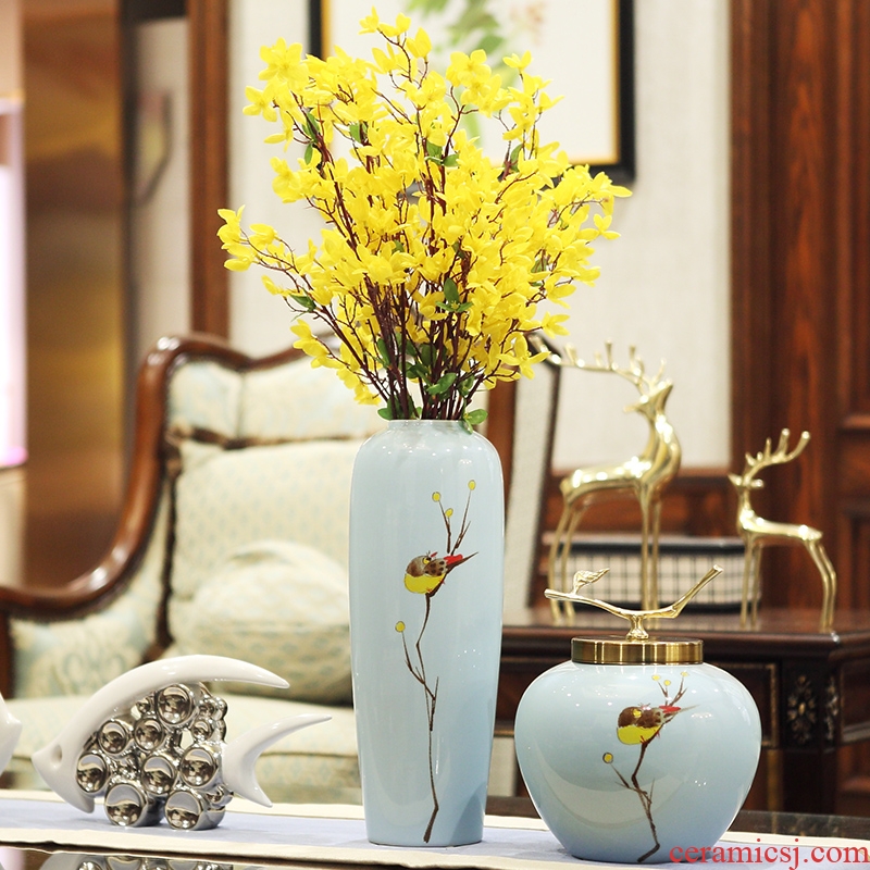 Jingdezhen ceramic vase furnishing articles simulation flower flower arranging dried flowers sitting room porch light much TV ark postmodern contracted