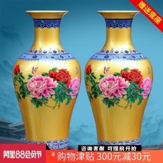 Mesa of jingdezhen chinaware big vase Europe type restoring ancient ways of colorful peony colored enamel medium sitting room place process