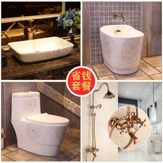 JingYan platinum peony series save money that defend bath suit on the ceramic bowl + + toilet, european-style flower is aspersed mop pool