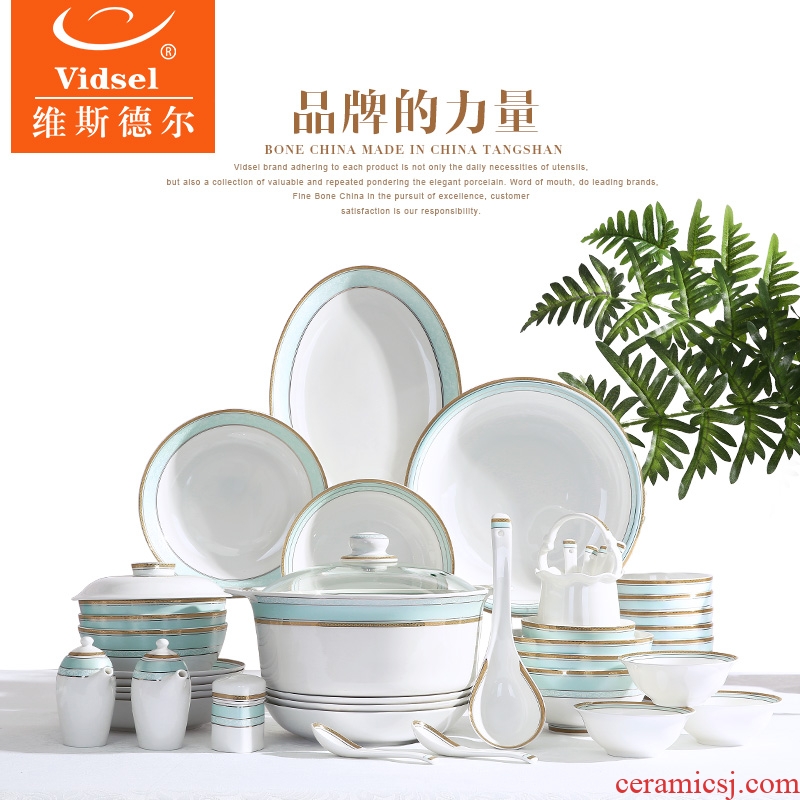 Vidsel bowls of bone plate tableware suit European bowl chopsticks chopsticks dishes Korean household ceramics wedding gifts