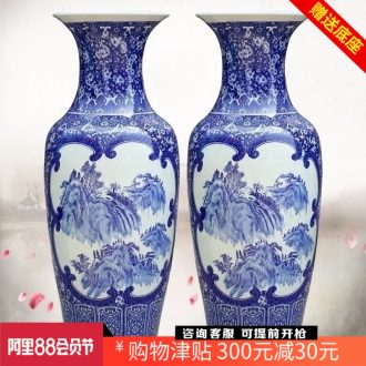 Jingdezhen ceramics modern Chinese landscape painting home sitting room of large blue and white porcelain vase office furnishing articles