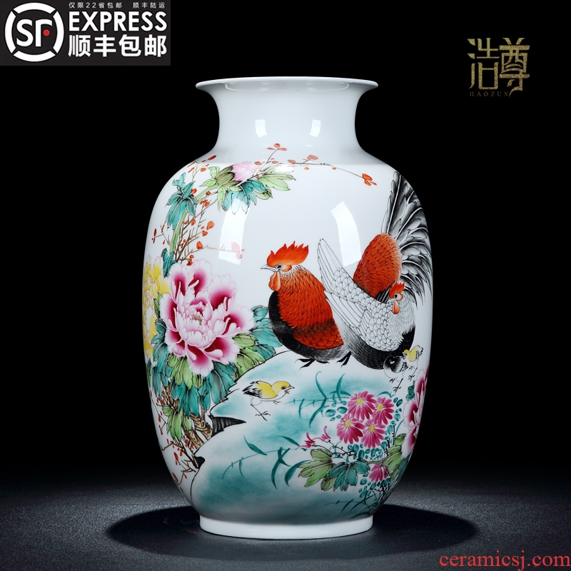 Jingdezhen ceramic hand-painted big vase inserted dried flower powder enamel Chinese style furnishing articles the sitting room porch household porcelain decoration